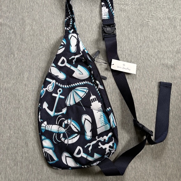 Vera Bradley Blue Nautical Sling Bag Backpack Lighten Up Essential Shore Enough main image 4